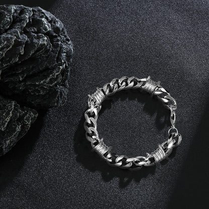 Stainless Steel Heavy Cuban Link Chain Bracelet Gothic Punk Rock Biker Viking Vintage Franco Link Curb Bracelet Jewelry for Men Silver SKU:GTS-B1B45002