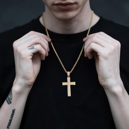 LuxGoth Stainless Steel Cross Necklace,Classic Full Diamond Cross Religious Faith Pendant Chain Jewelry for Men Women